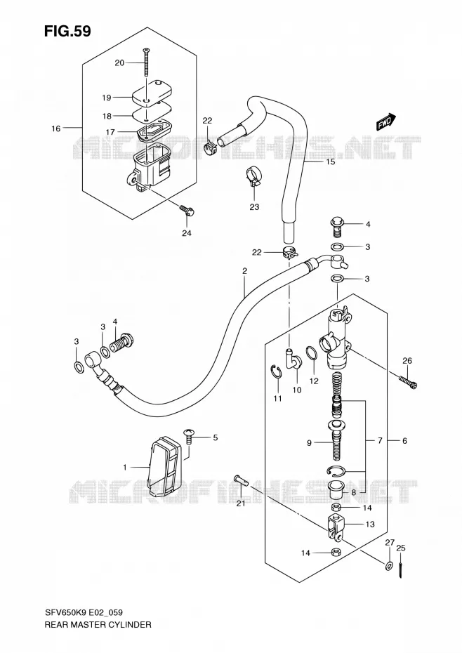 ACHTER HOOFDREMCILINDER (SFV650K9/UK9/L0/UL0) Suzuki MOTO 650 GLADIUS 2009  SFV650UAK9(E24)