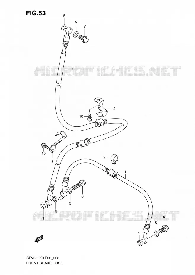 FRONT REMSLANG (SFV650K9/UK9/L0/UL0) Suzuki MOTO 650 GLADIUS 2010  SFV650UAL0(E19)