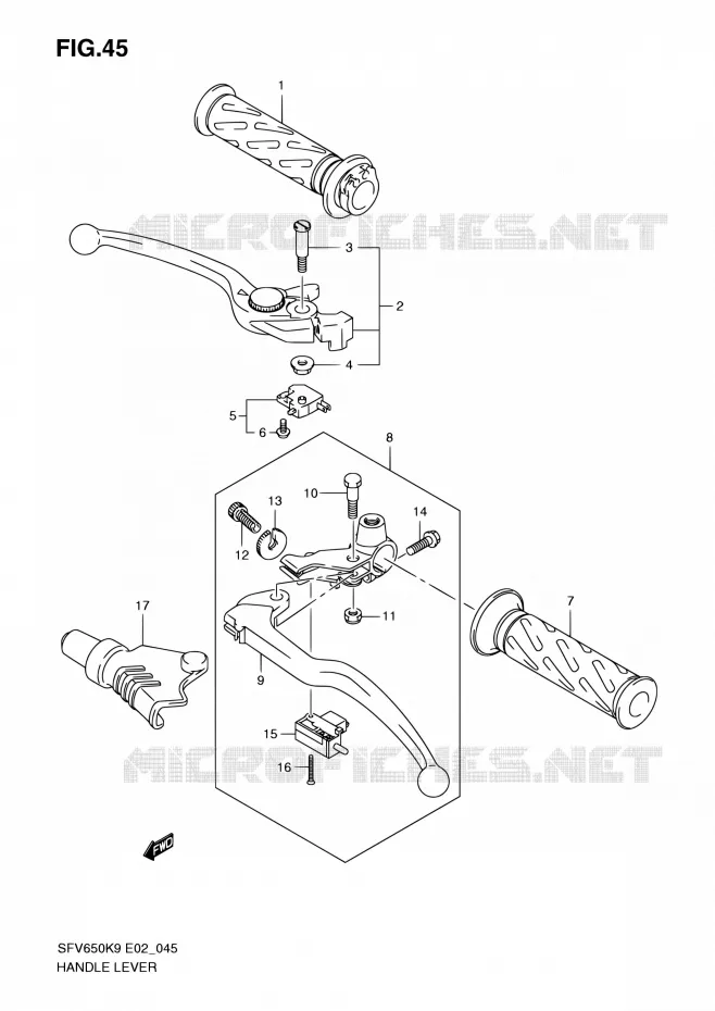 HANDGRIPS - LEVERS Suzuki MOTO 650 GLADIUS 2010  SFV650UAL0(E19)