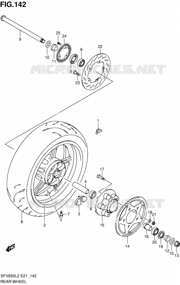 ACHTERWIEL (SFV650AL2 E21) Suzuki MOTO 650 GLADIUS 2012  SFV650UAL2(E21)