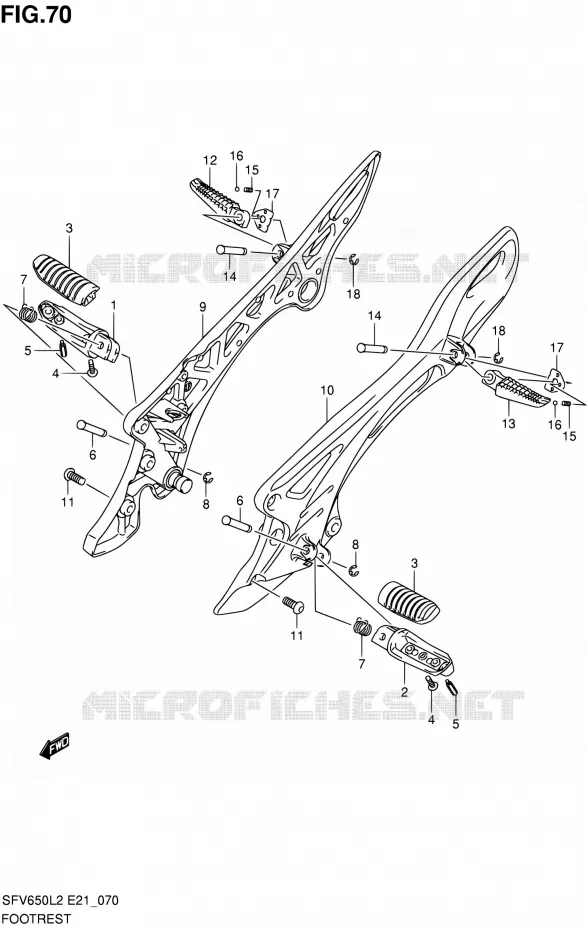 FOOTREST Suzuki MOTO 650 GLADIUS 2012  SFV650UAL2(E21)