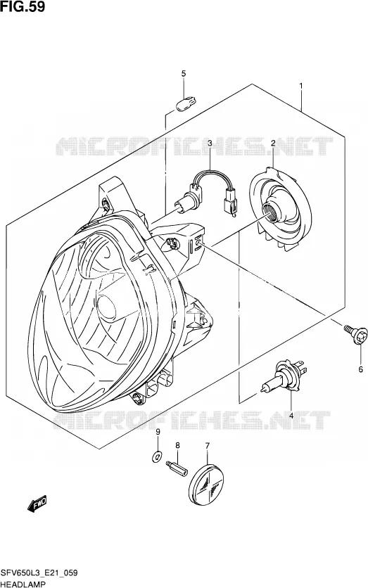 KOPLAMP (SFV650L3 E24) Suzuki MOTO 650 GLADIUS 2013  SFV650UA L3 (E21)