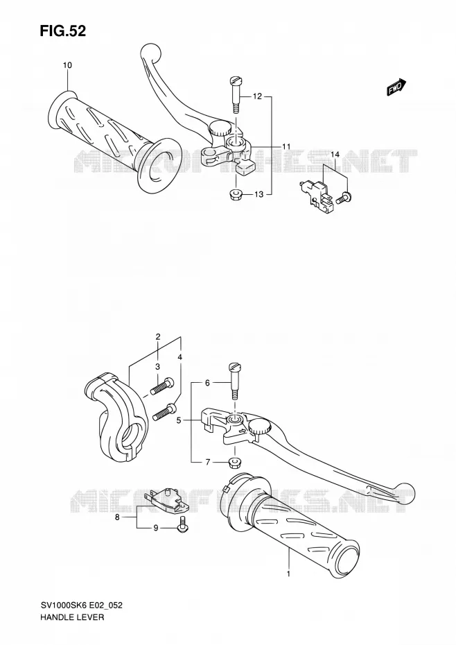 HANDGRIPS - LEVERS (SV1000S/S1/S2) Suzuki MOTO 1000 SV 2006  SV1000K6(E19)