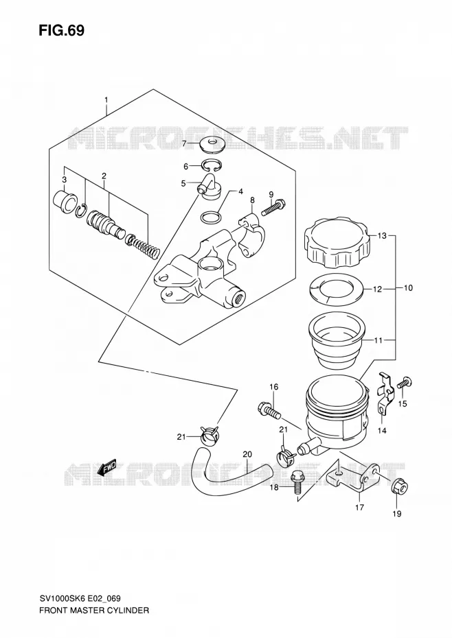 FRONT HOOFDREMCILINDER (SV1000SK6/S1K6/S2K6/SK7/S2K7) Suzuki MOTO 1000 SV 2007  SV1000SK7(E19)
