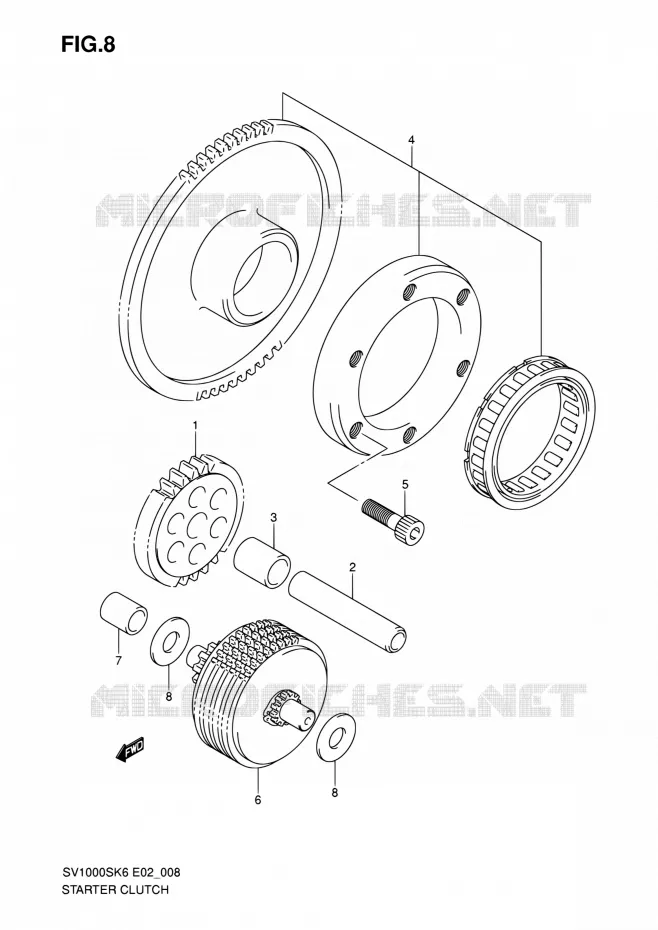 STARTMOTOR CLUTCH Suzuki MOTO 1000 SV 2007  SV1000SK7(E19)