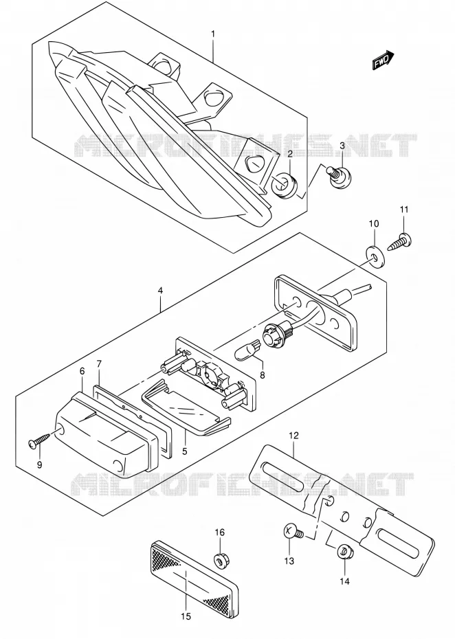 ACHTERLICHT (SV1000SK3/SK4/S1K3/S1K4/S2K3/S2K4) Suzuki MOTO 1000 SV 2005  SV1000S2ZK5