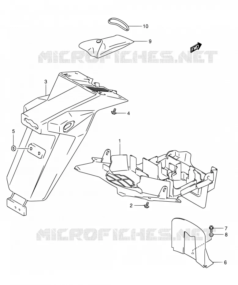 ACHTERSPATBORD (SV1000S/S1/S2K3) Suzuki MOTO 1000 SV 2005  SV1000S2ZK5