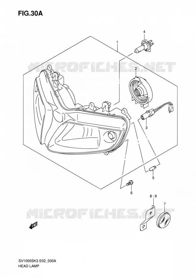 KOPLAMP (SV1000S E24) Suzuki MOTO 1000 SV 2005  SV1000S2ZK5