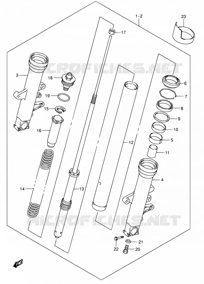 FRONT SCHOKDEMPER (MODELE K5) Suzuki MOTO 1000 SV 2005  SV1000SZK5