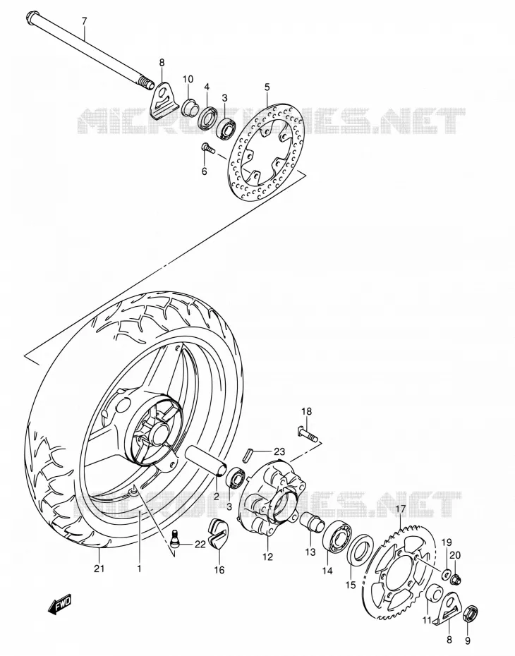 ACHTERWIEL (VOIR NOTE) Suzuki MOTO 650 SV 2004  SV650 K4