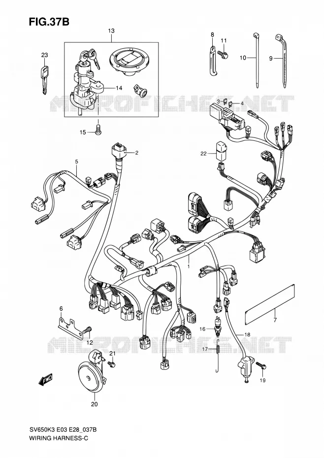 BEDRADING (SV650SK7) Suzuki MOTO 650 SV 2006  SV650K6/SV650SK6