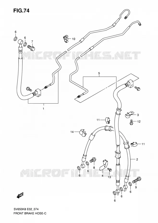 FRONT REMSLANG (SEE NOTE) Suzuki MOTO 650 SV 2008  SV650K8(E19)