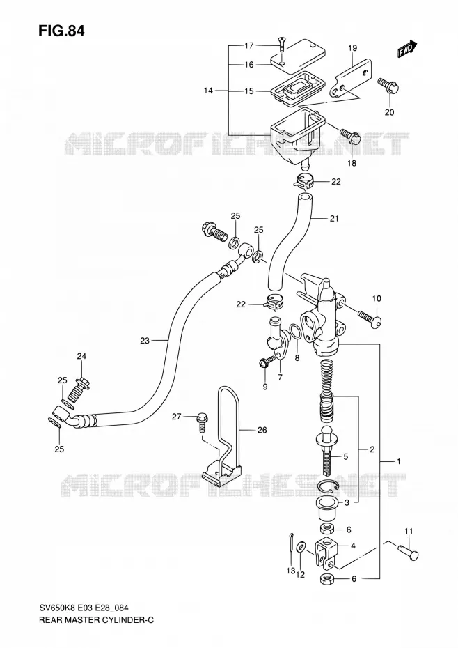 ACHTER HOOFDREMCILINDER (SV650K8/SK8/K9/SK9/SL0) Suzuki MOTO 650 SV 2009  SV650K9/SV650SK9