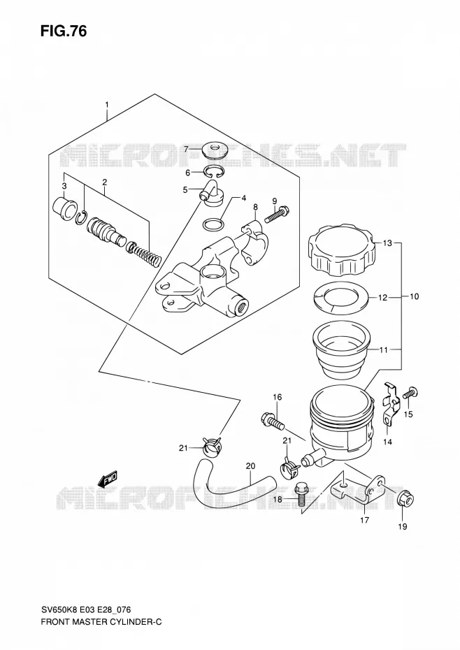 FRONT HOOFDREMCILINDER (SV650SK8/SK9/SL0) Suzuki MOTO 650 SV 2009  SV650A K9/SV650SA K9
