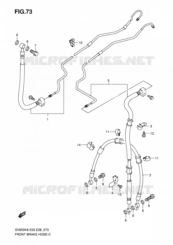 FRONT REMSLANG (SV650AK8/SAK8/AK9/SAK9/SAL0) Suzuki MOTO 650 SV 2009  SV650A K9/SV650SA K9