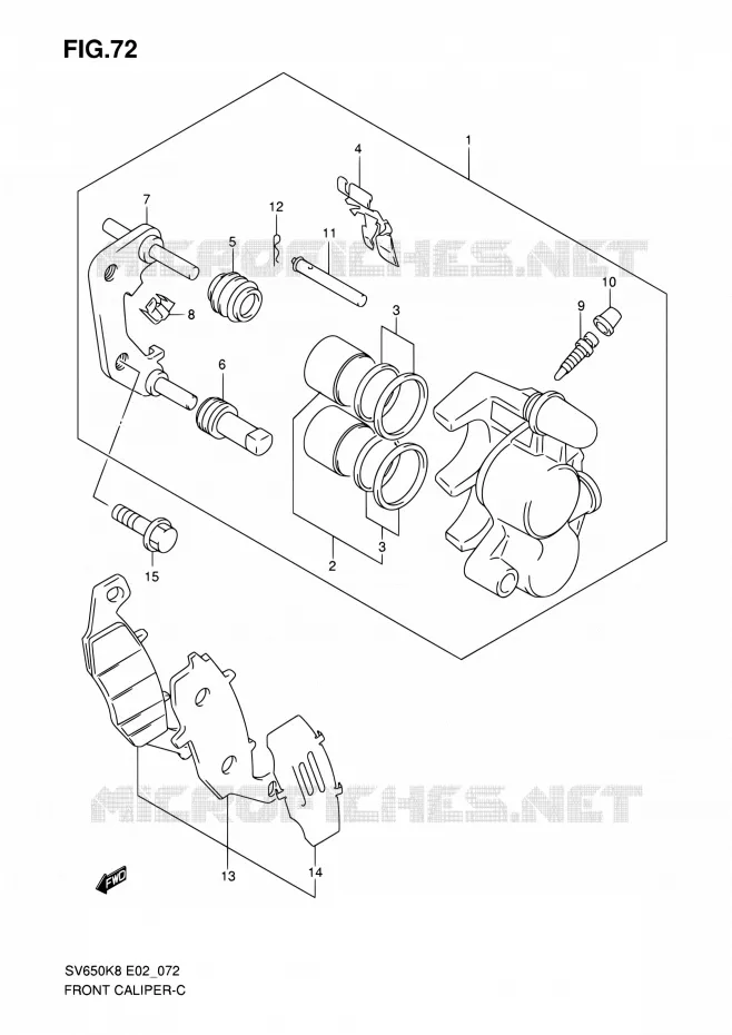 FRONT CALIPER (VOIR NOTE) Suzuki MOTO 650 SV-S 2009  SV650SK9(E19)