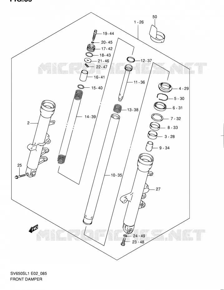 FRONT SCHOKDEMPER (SV650SL1 E02) Suzuki MOTO 650 SV 2011  SV650SL1(E24)