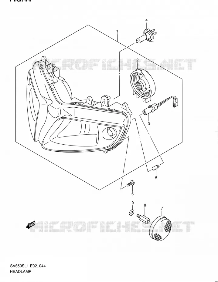 KOPLAMP (SV650SAL1 E24) Suzuki MOTO 650 SV 2011  SV650SL1(E24)