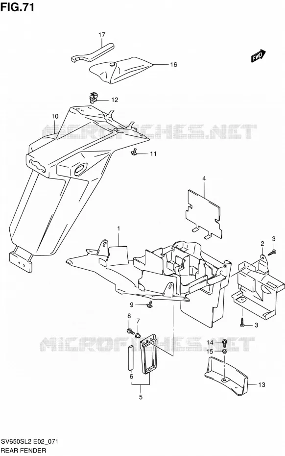 ACHTERSPATBORD (SV650SL2 E24) Suzuki MOTO 650 SV 2012  SV650SL2(E24)