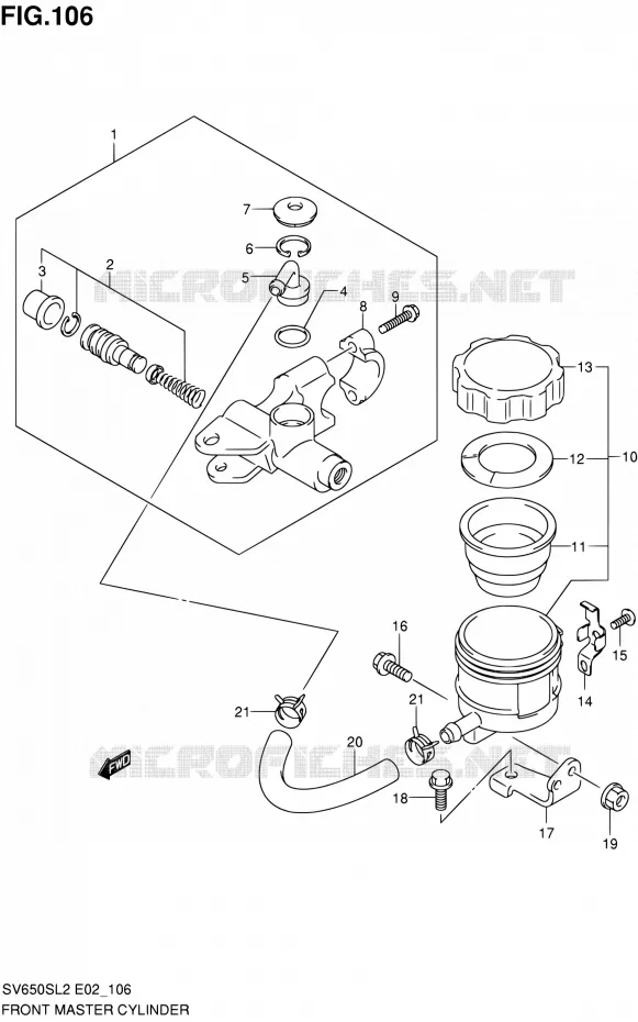 FRONT HOOFDREMCILINDER (SV650SL2 E02) Suzuki MOTO 650 SV 2012  SV650SL2(E24)