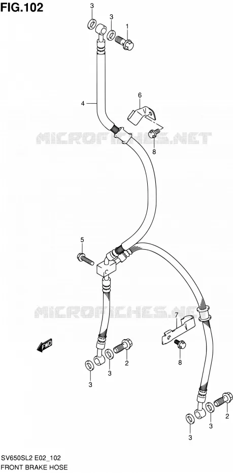 FRONT REMSLANG (SV650SL2 E02) Suzuki MOTO 650 SV 2012  SV650SL2(E24)