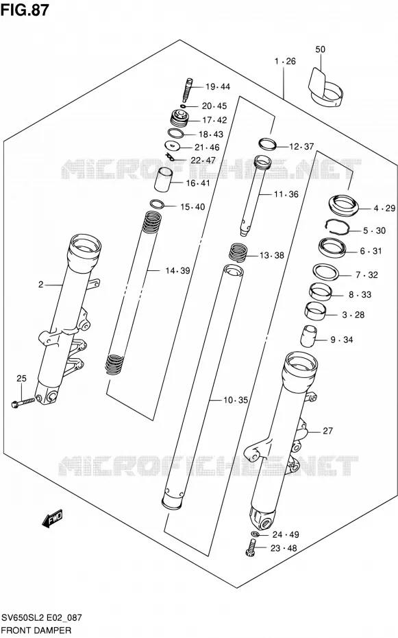 FRONT SCHOKDEMPER (SV650SUL2 E24) Suzuki MOTO 650 SV 2012  SV650SL2(E24)