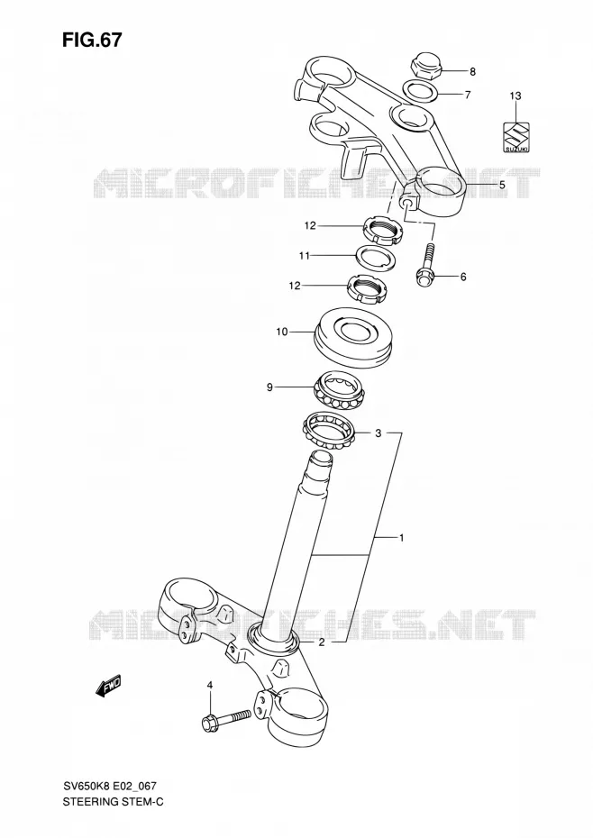 STUURPEN (VOIR NOTE) Suzuki MOTO 650 SV 2008  SV650SAK8(E19)