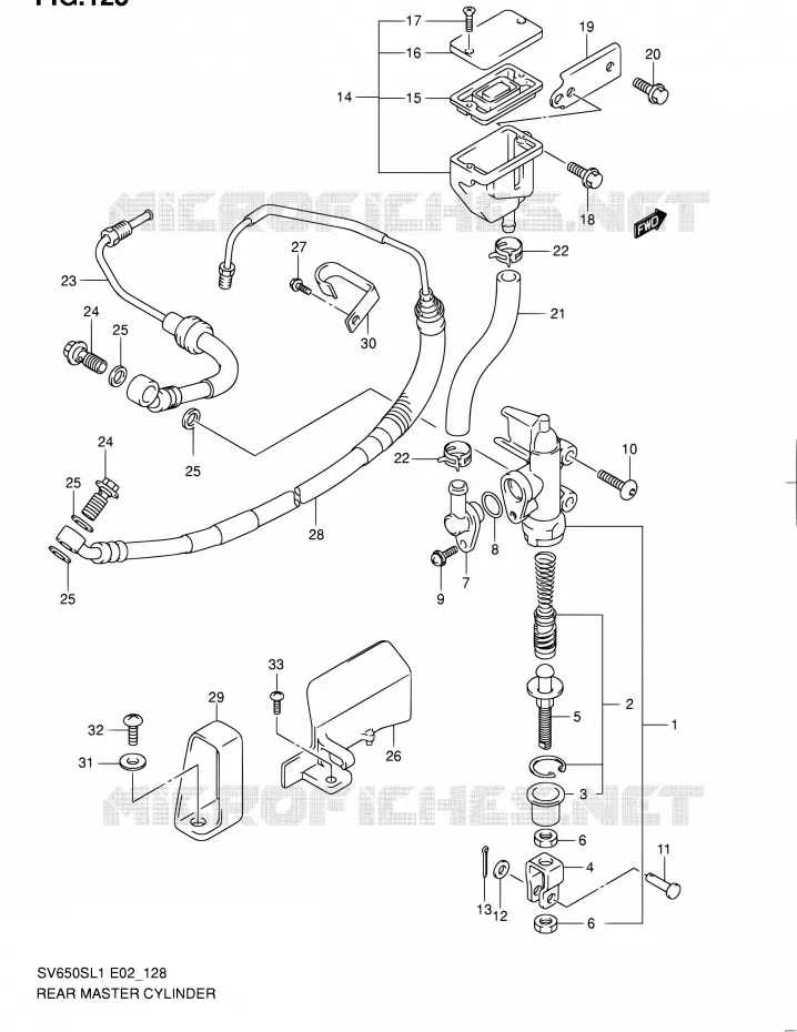 ACHTER HOOFDREMCILINDER (SV650SAL1 E24) Suzuki MOTO 650 SV 2011  SV650SAL1(E24)