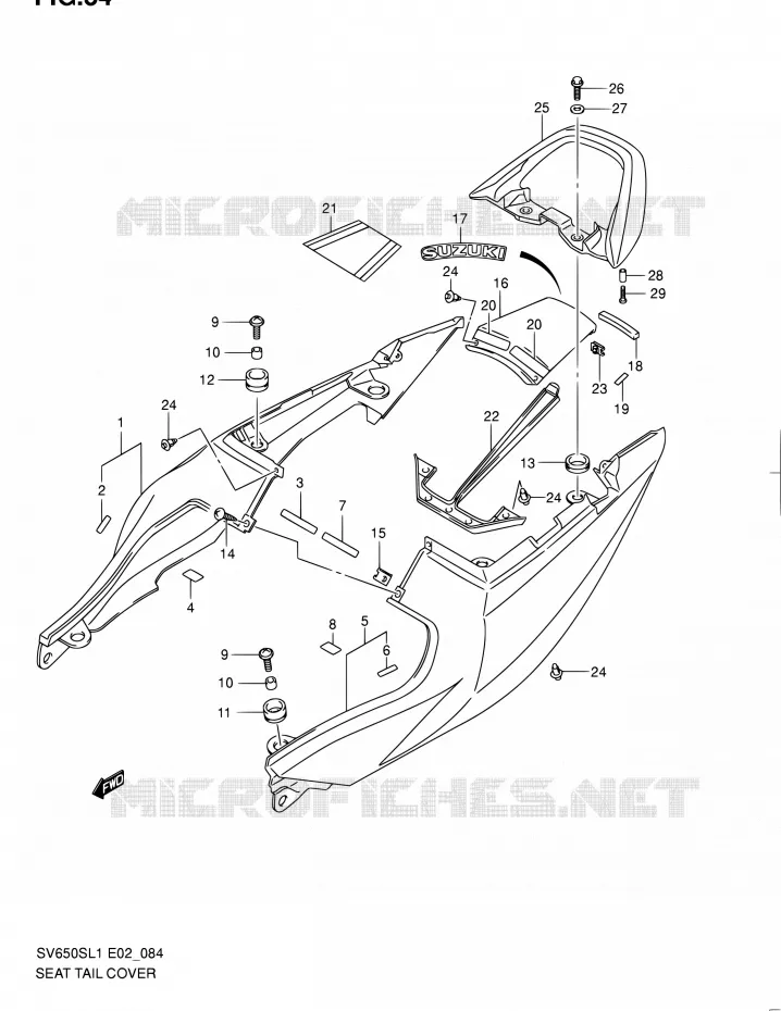 ACHTER KUIP Suzuki MOTO 650 SV 2011  SV650SAL1(E24)
