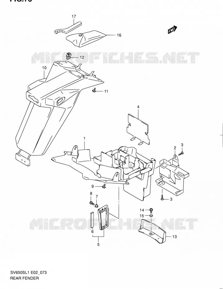 ACHTERSPATBORD (SV650SUL1 E24) Suzuki MOTO 650 SV 2011  SV650SAL1(E24)