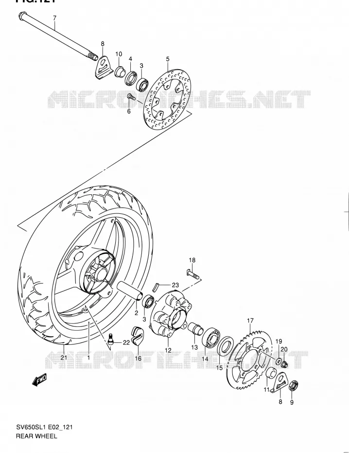 ACHTERWIEL (SV650SUL1 E24) Suzuki MOTO 650 SV 2011  SV650SAL1(E24)