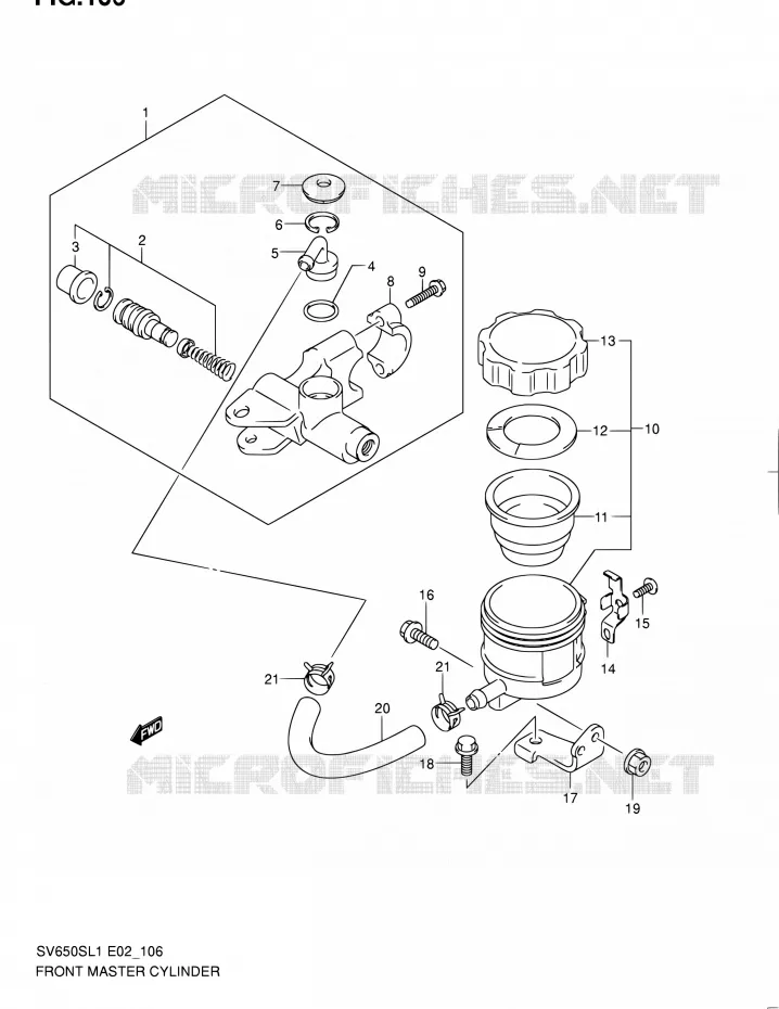 FRONT HOOFDREMCILINDER (SV650SL1 E02) Suzuki MOTO 650 SV 2011  SV650SAL1(E24)