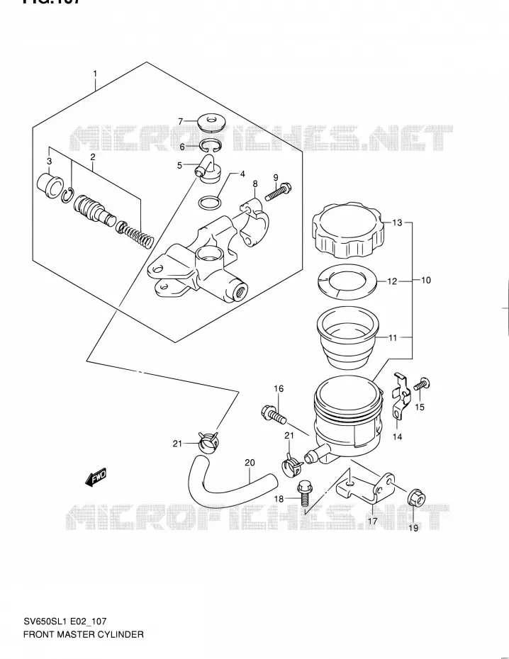 FRONT HOOFDREMCILINDER (SV650SL1 E24) Suzuki MOTO 650 SV 2011  SV650SAL1(E24)
