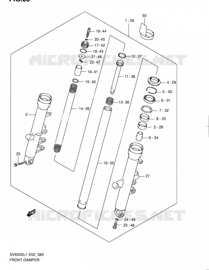 FRONT SCHOKDEMPER (SV650SL1 E02) Suzuki MOTO 650 SV 2011  SV650SAL1(E24)