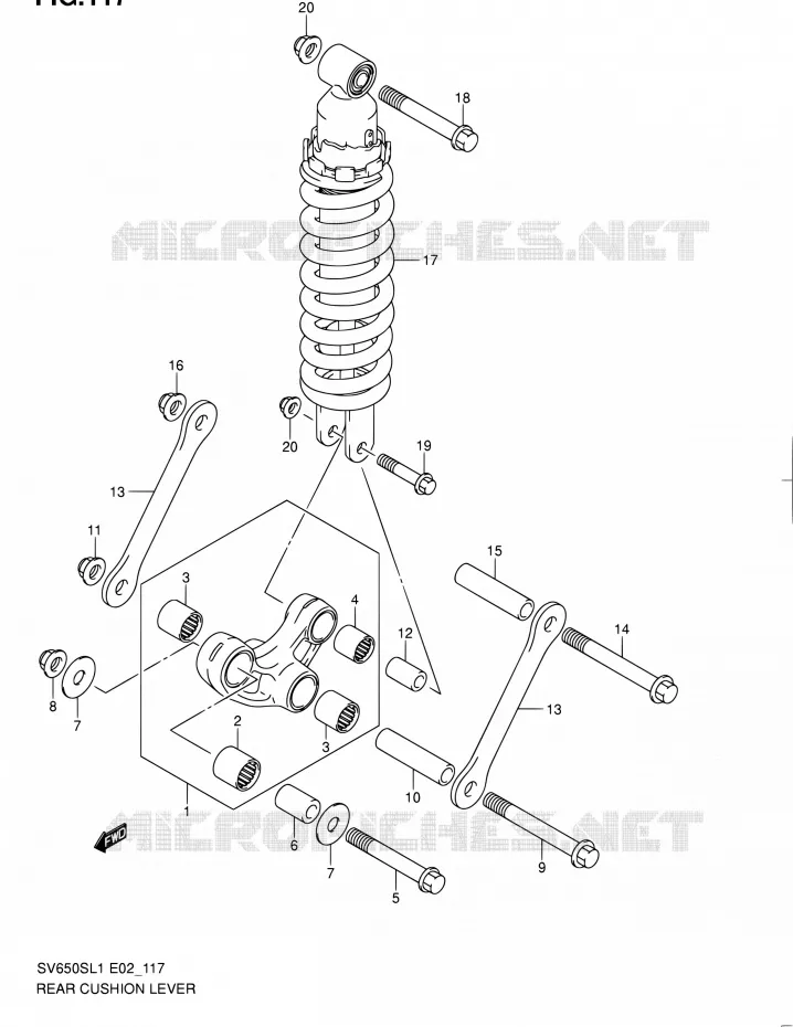 SCHOKBREKER AANEENSCHAKELING (SV650SUL1 E24) Suzuki MOTO 650 SV 2011  SV650SAL1(E24)