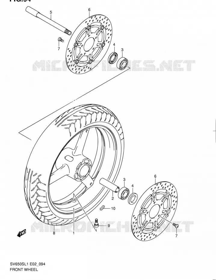VOORWIEL (SV650SL1 E24) Suzuki MOTO 650 SV 2011  SV650SAL1(E24)