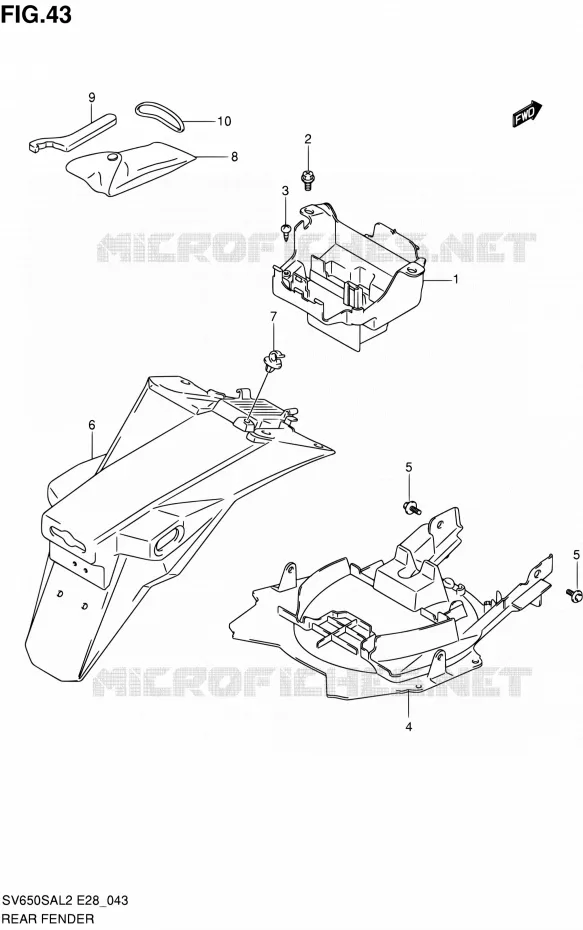 ACHTERSPATBORD Suzuki MOTO 650 SV-S 2012  SV650SA L2 (E03,E28,E33)