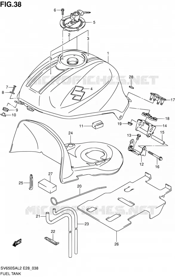 BENZINETANK Suzuki MOTO 650 SV-S 2012  SV650SA L2 (E03,E28,E33)