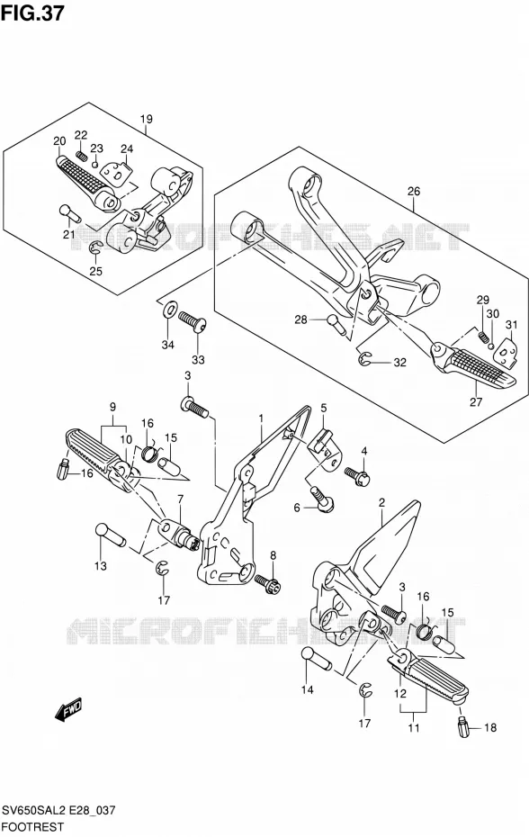 FOOTREST Suzuki MOTO 650 SV-S 2012  SV650SA L2 (E03,E28,E33)