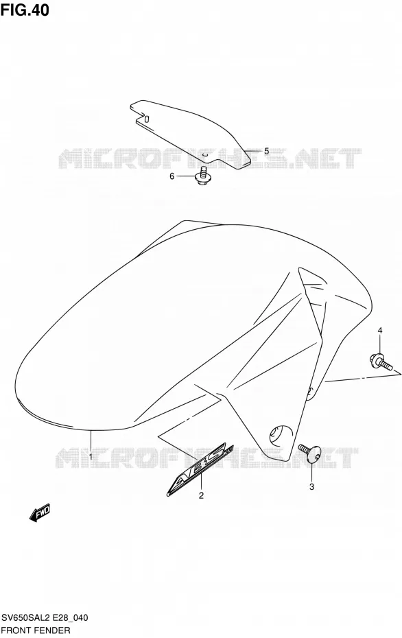 FRONT FENDER Suzuki MOTO 650 SV-S 2012  SV650SA L2 (E03,E28,E33)