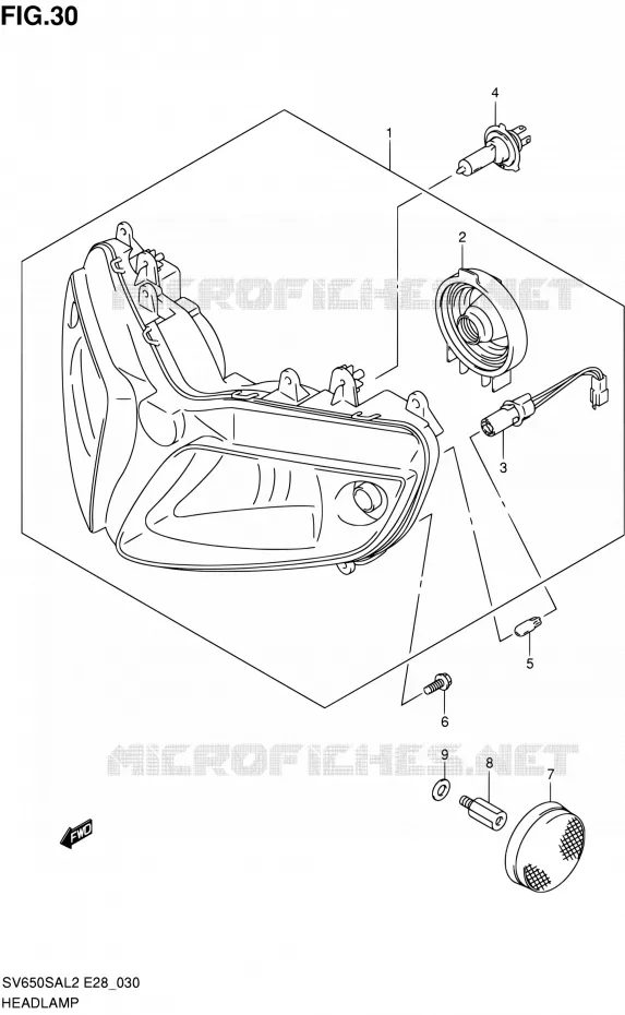 KOPLAMP Suzuki MOTO 650 SV-S 2012  SV650SA L2 (E03,E28,E33)