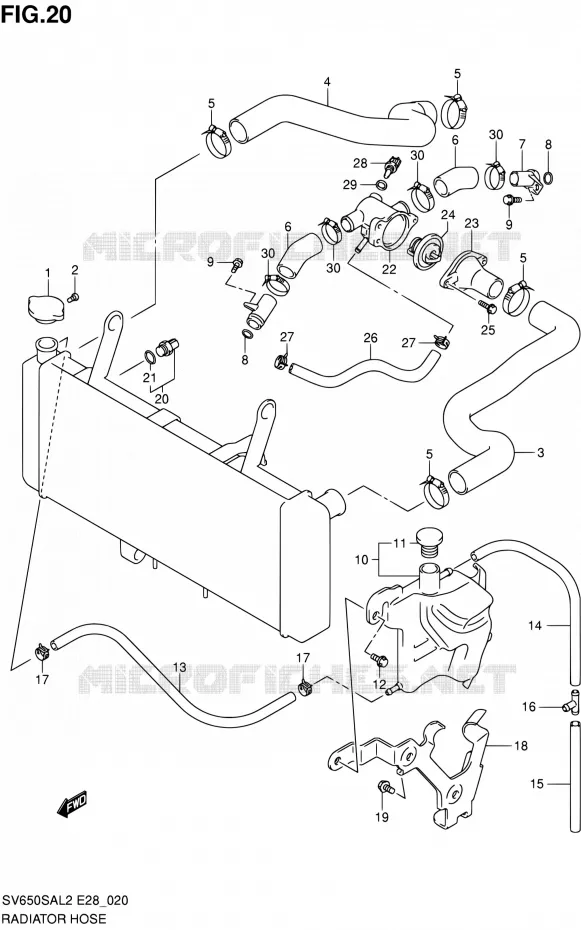 RADIATOR SLANG Suzuki MOTO 650 SV-S 2012  SV650SA L2 (E03,E28,E33)