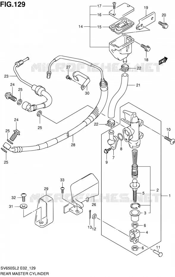 ACHTER HOOFDREMCILINDER (SV650SAL2 E24) Suzuki MOTO 650 SV 2012  SV650SAL2(E24)