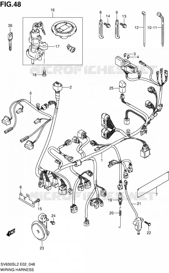 BEDRADING (SV650SL2 E02) Suzuki MOTO 650 SV 2012  SV650SAL2(E24)