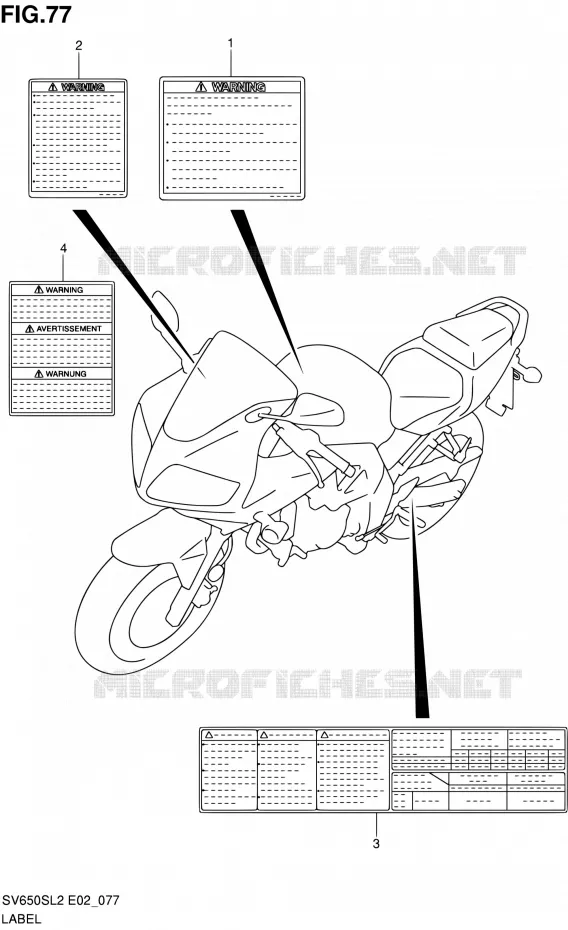 ETIKET (SV650SL2 E24) Suzuki MOTO 650 SV 2012  SV650SAL2(E24)