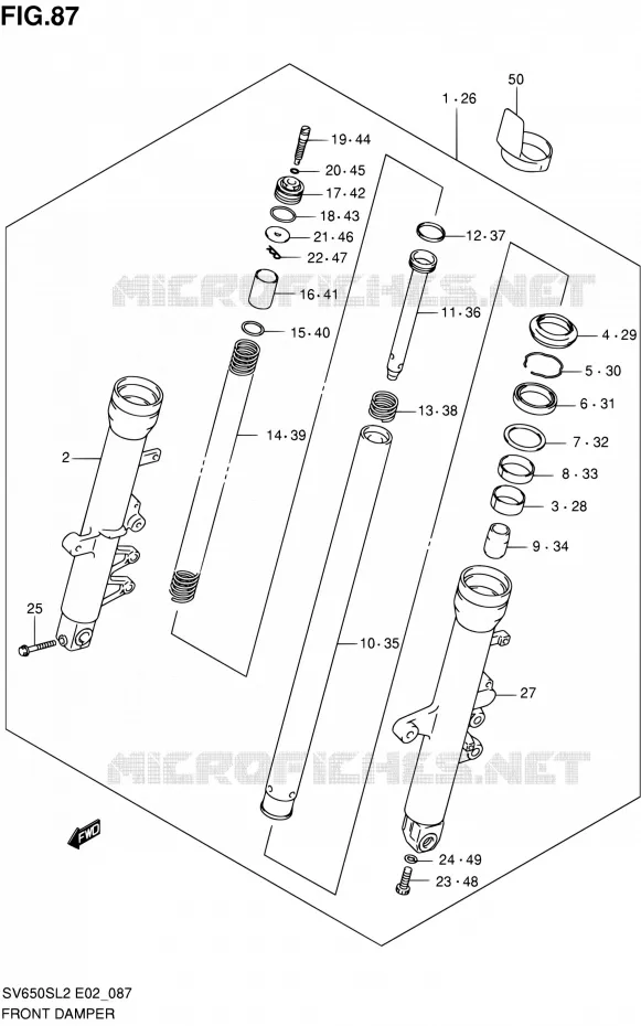 FRONT SCHOKDEMPER (SV650SUL2 E24) Suzuki MOTO 650 SV 2012  SV650SAL2(E24)