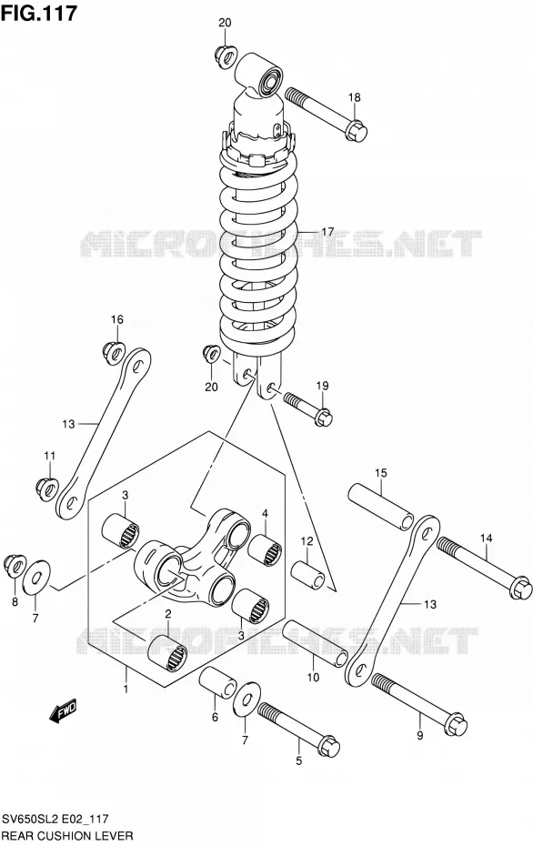 SCHOKBREKER AANEENSCHAKELING (SV650SAL2 E24) Suzuki MOTO 650 SV 2012  SV650SAL2(E24)