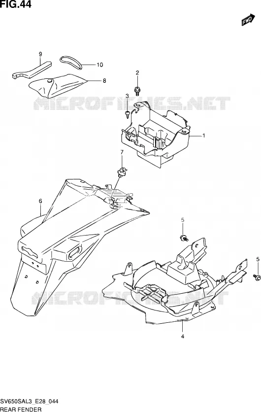ACHTERSPATBORD Suzuki MOTO 650 SV-S 2013  SV650SA L3 (E03,E28,E33)