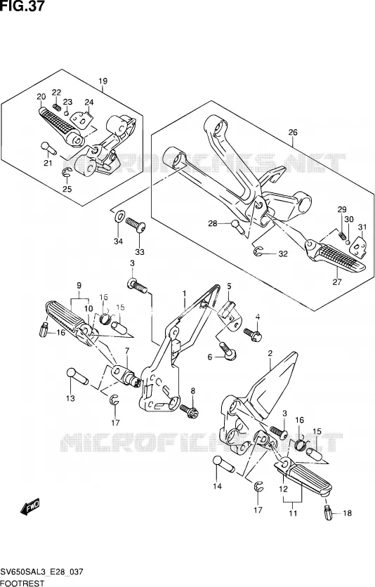 FOOTREST Suzuki MOTO 650 SV-S 2013  SV650SA L3 (E03,E28,E33)