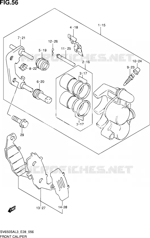 FRONT CALIPER Suzuki MOTO 650 SV-S 2013  SV650SA L3 (E03,E28,E33)